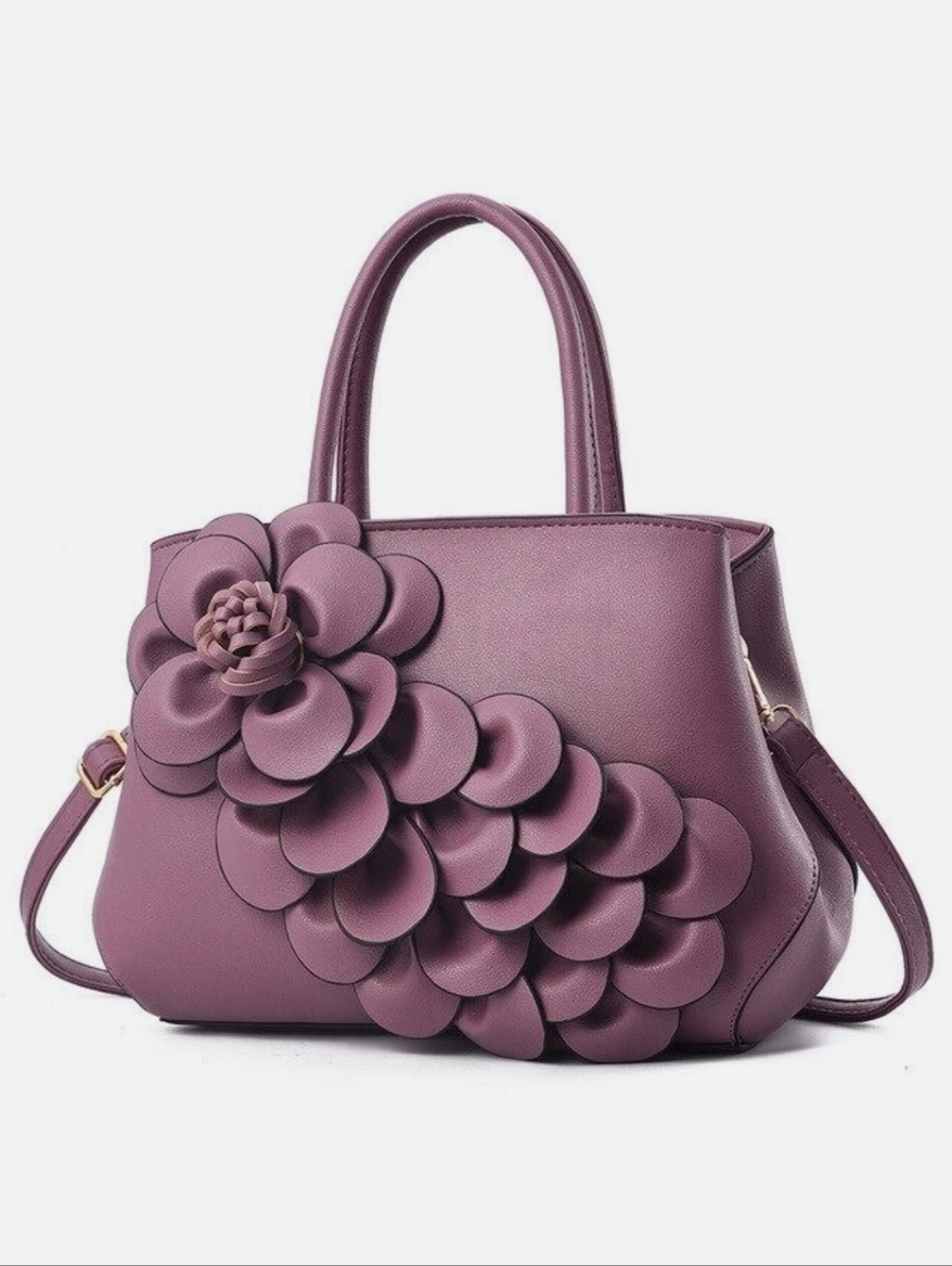 🆕️👜 DUSTY PURPLE FLORAL CASCADING PETAL HANDBAG / PURSE👜 - Picture 9 of 14